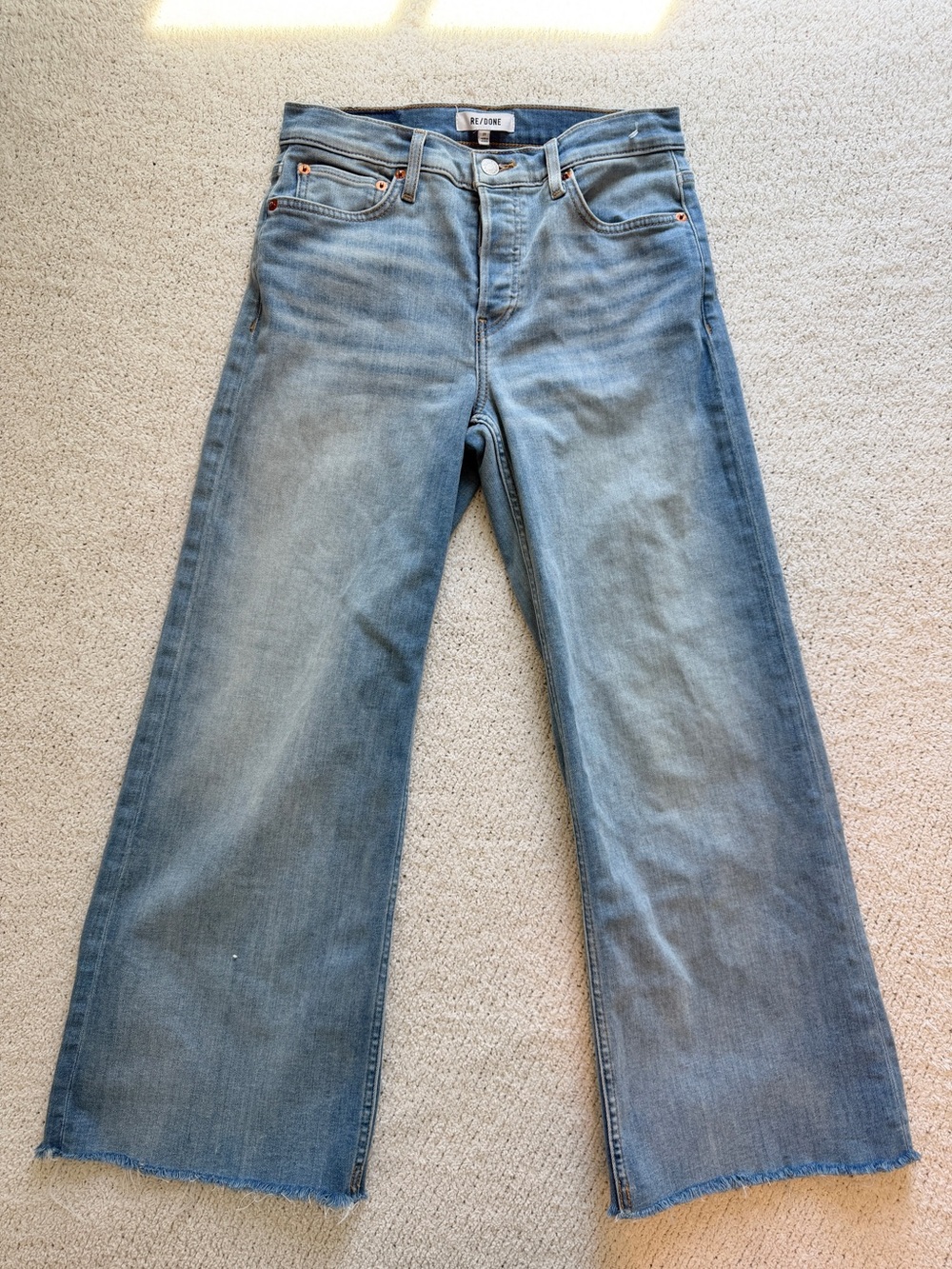 RE/DONE Mid-Rise Wide-Leg Crop Jeans 27 Marea